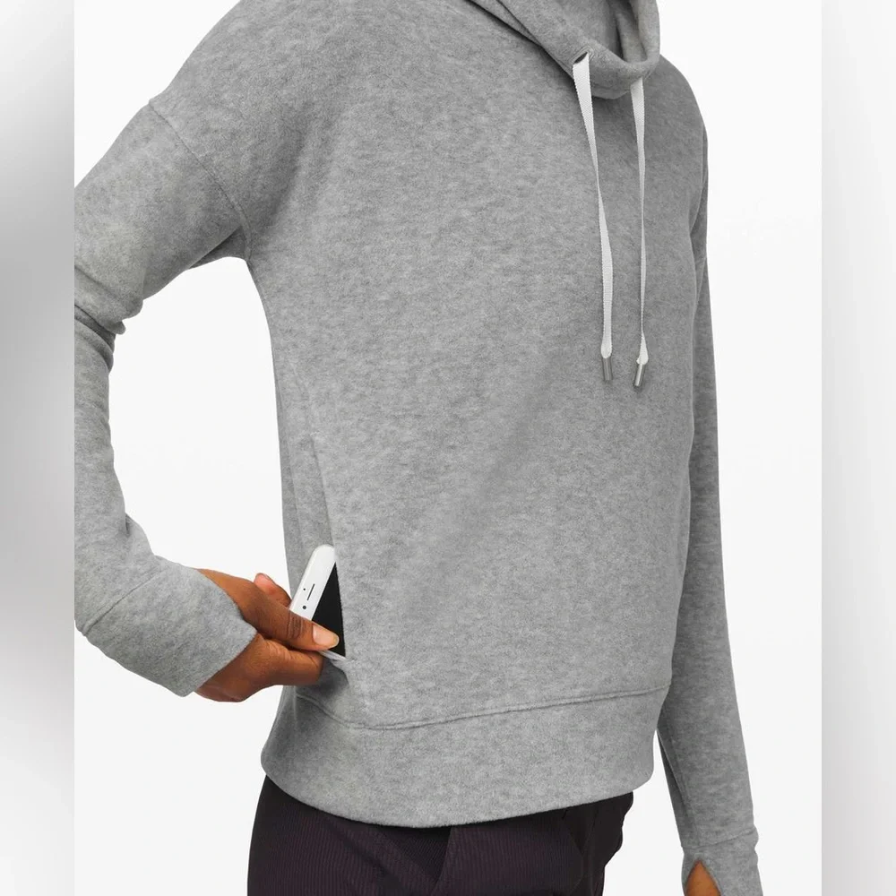 Lululemon Go Forward Pullover Heathered Core Light Grey‎ Fleece Funnel Neck 6